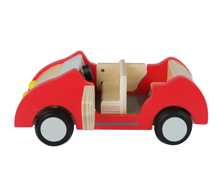 coche de madera para muñecos pequeños tipo clics.