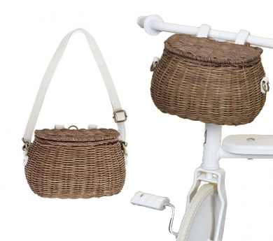 Bolso y cesta de vímet natural para bicicleta