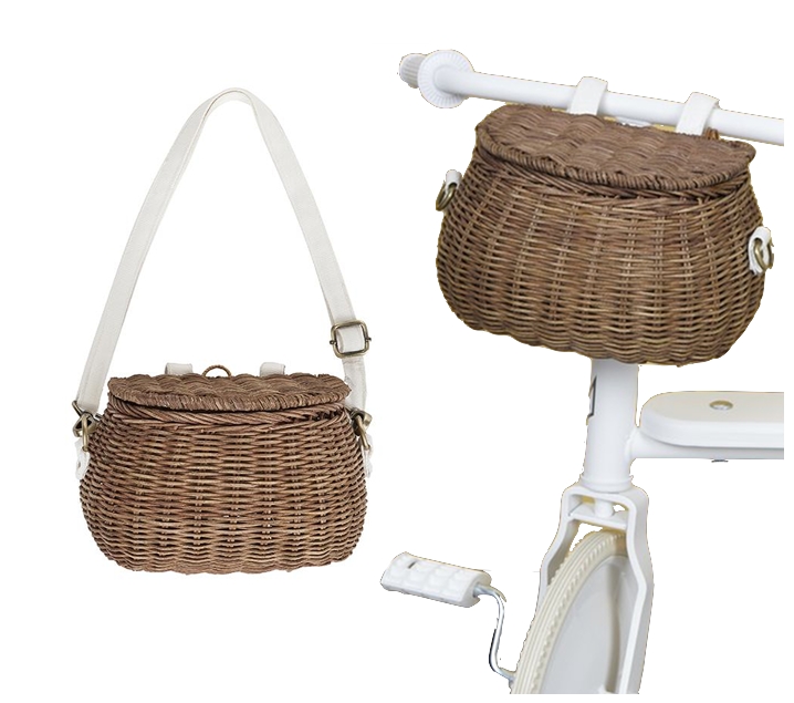 Bolso y cesta de vímet natural para bicicleta