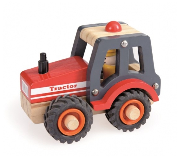 Tractor petit de fusta amb rodes de goma