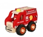 Camión de bomberos pequeño de madera con ruedas de goma