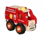 Camión de bomberos pequeño de madera con ruedas de goma