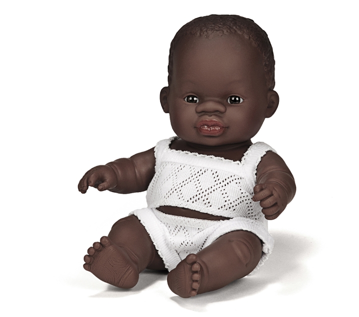 Muñeco bebé sexuado africano 21cm.