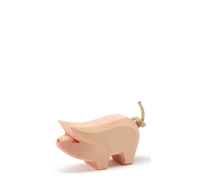 Figura de madera Ostheimer - Cerdo pequeño con cabeza levantada