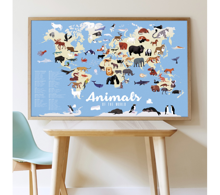 Animales del mundo, gran poster con 67 pegatinas