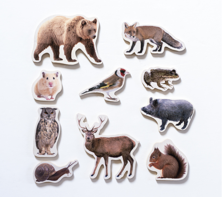 10 Animales magnéticos de madera EL BOSQUE