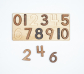Números para encajar del 1 al 10 en base de madera
