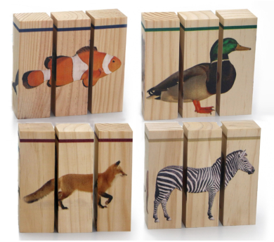 Puzles de madera con imágenes de animales BLOCK