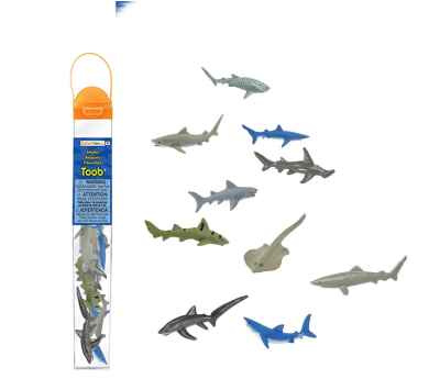 Tubo con 10 tiburones
