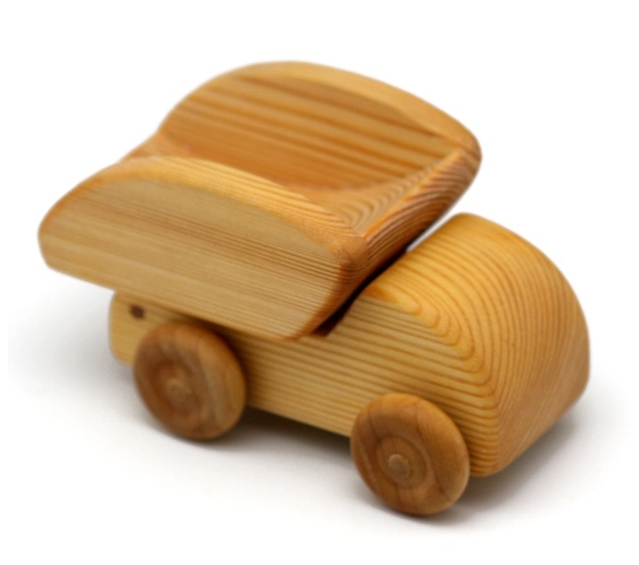 Camió de fusta petit amb bolcador 
