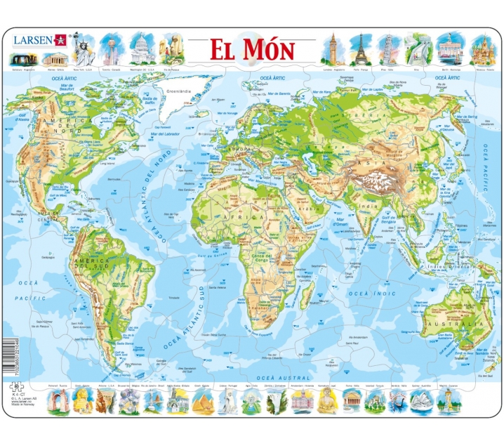 Mapa puzle del món – Físic