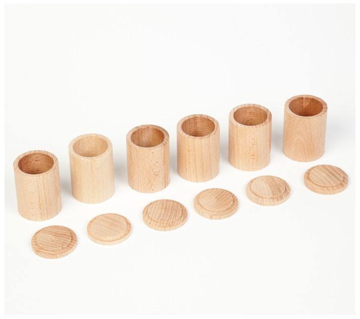 6 cubiletes de fusta amb tapa